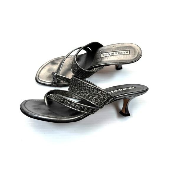 Manolo Blahnik Sulna Kitten Heel Sandals Women 35.5 US 5.5 $925 Strappy Open Toe